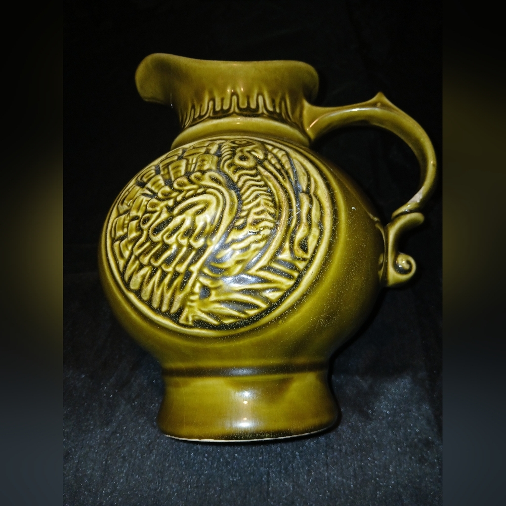 Beautiful 1968 Vintage McCoy Pottery Turkey Pitcher.